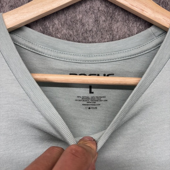 Rogue Fitness T-Shirt Men's Large Light Blue Logo USA Made Short Sleeve Gym - Picture 4 of 8